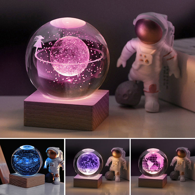 3D Galaxy Crystal Ball Nightlight