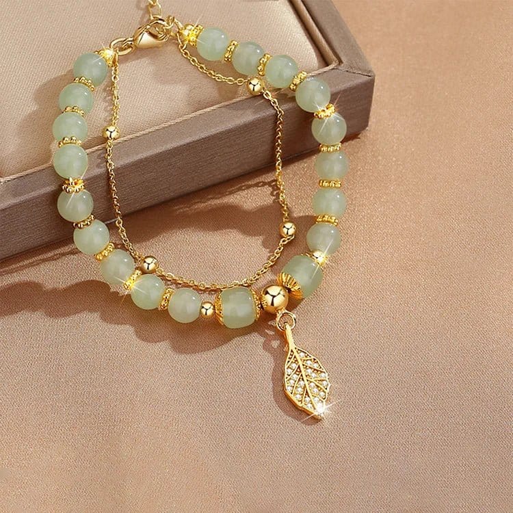 Bracelet feuille d'or jade Hetian - giftlovecanada