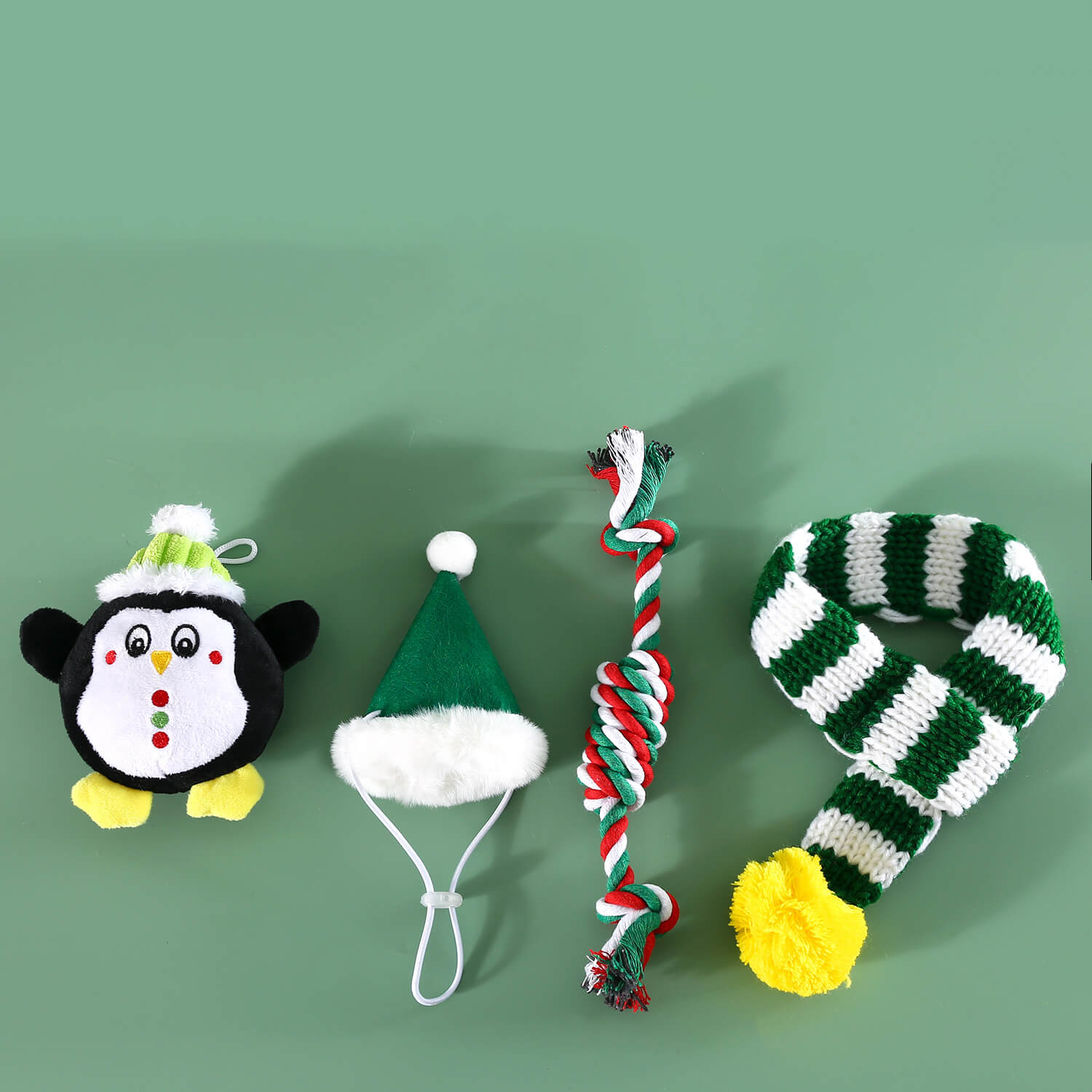 Ensemble de Jeux de Noël pour Chien avec Bonnet, Écharpe et Jouet - giftlovecanada